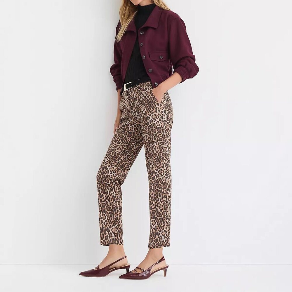 LOFT Riviera Slim Pants in Leopard Print Bi-Stretch